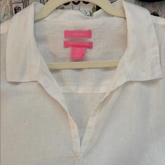 Isaac Mizrahi White Linen Sheer Shirt - Picture 3 of 3